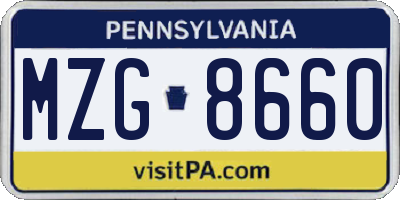 PA license plate MZG8660