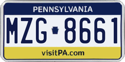 PA license plate MZG8661