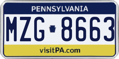 PA license plate MZG8663
