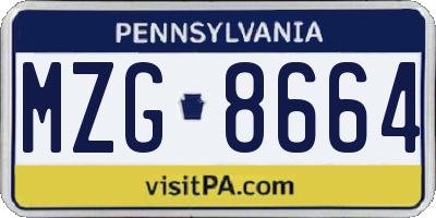 PA license plate MZG8664