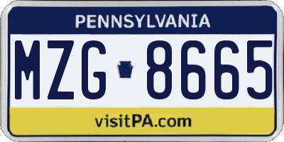 PA license plate MZG8665