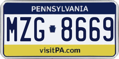 PA license plate MZG8669