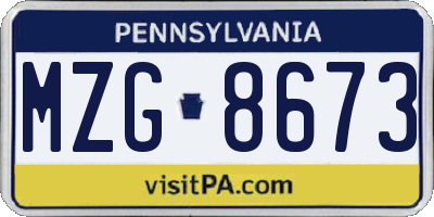 PA license plate MZG8673