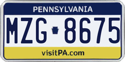 PA license plate MZG8675