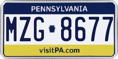 PA license plate MZG8677