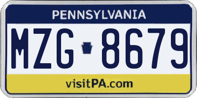 PA license plate MZG8679
