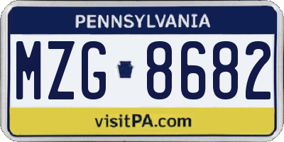 PA license plate MZG8682