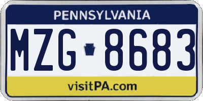PA license plate MZG8683