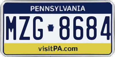 PA license plate MZG8684