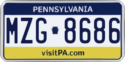 PA license plate MZG8686