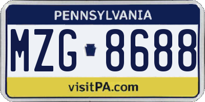 PA license plate MZG8688