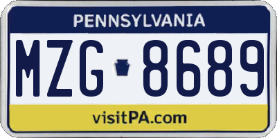 PA license plate MZG8689