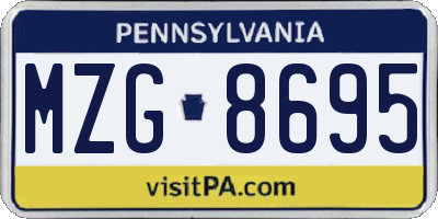 PA license plate MZG8695