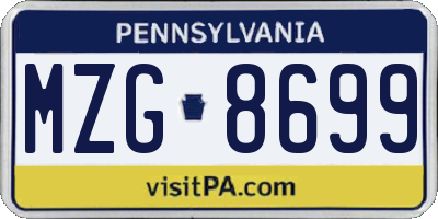 PA license plate MZG8699