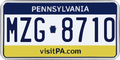 PA license plate MZG8710