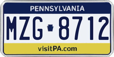 PA license plate MZG8712