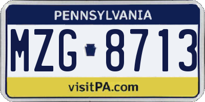 PA license plate MZG8713