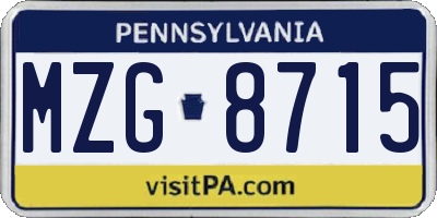 PA license plate MZG8715