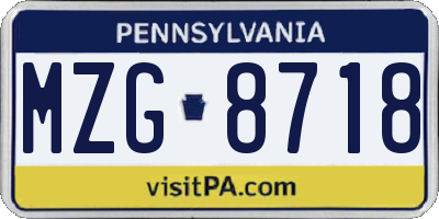PA license plate MZG8718