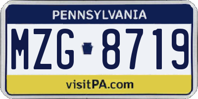 PA license plate MZG8719