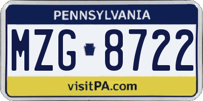 PA license plate MZG8722