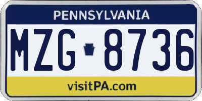PA license plate MZG8736