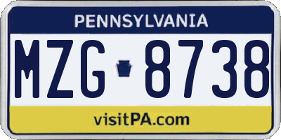 PA license plate MZG8738