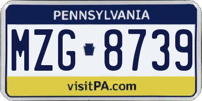 PA license plate MZG8739