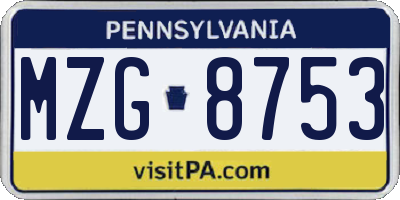 PA license plate MZG8753