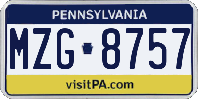 PA license plate MZG8757