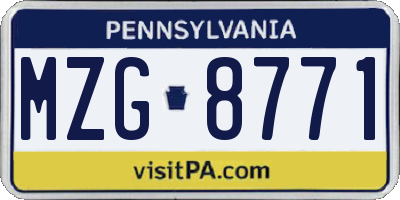 PA license plate MZG8771