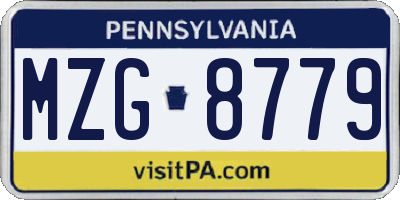 PA license plate MZG8779