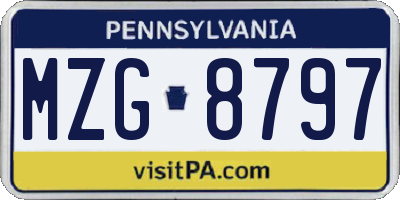 PA license plate MZG8797
