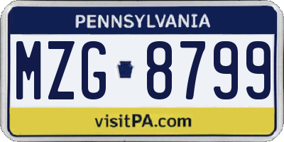 PA license plate MZG8799