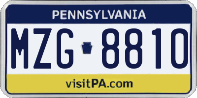 PA license plate MZG8810