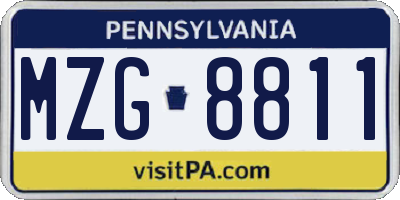 PA license plate MZG8811