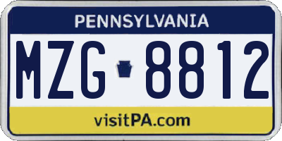 PA license plate MZG8812