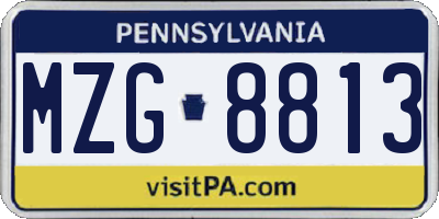PA license plate MZG8813