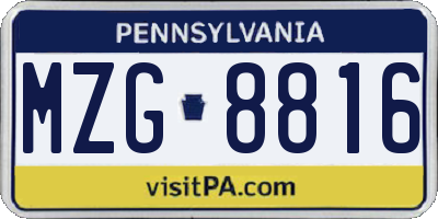 PA license plate MZG8816