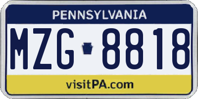 PA license plate MZG8818