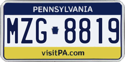 PA license plate MZG8819