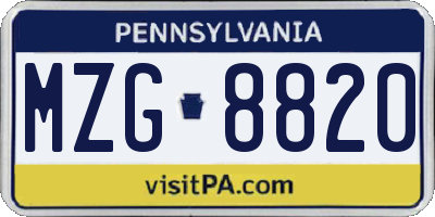 PA license plate MZG8820