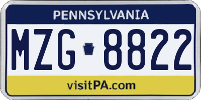 PA license plate MZG8822