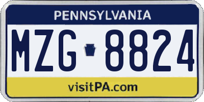 PA license plate MZG8824