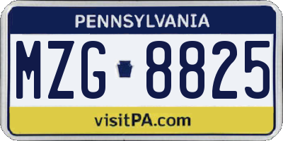 PA license plate MZG8825