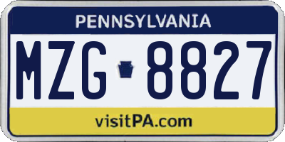 PA license plate MZG8827