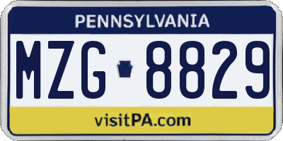 PA license plate MZG8829