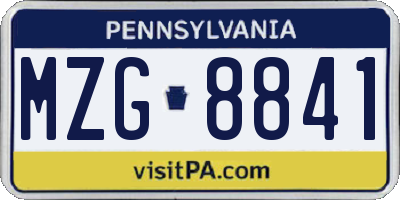 PA license plate MZG8841