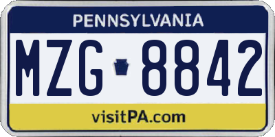 PA license plate MZG8842