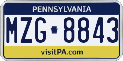 PA license plate MZG8843